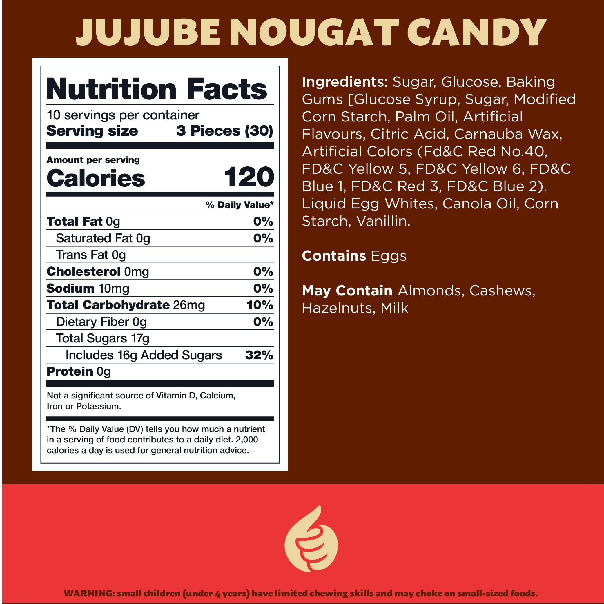 ILike Jujube Nougat candy close-up reveals fruity jelly pieces for bright flavor.