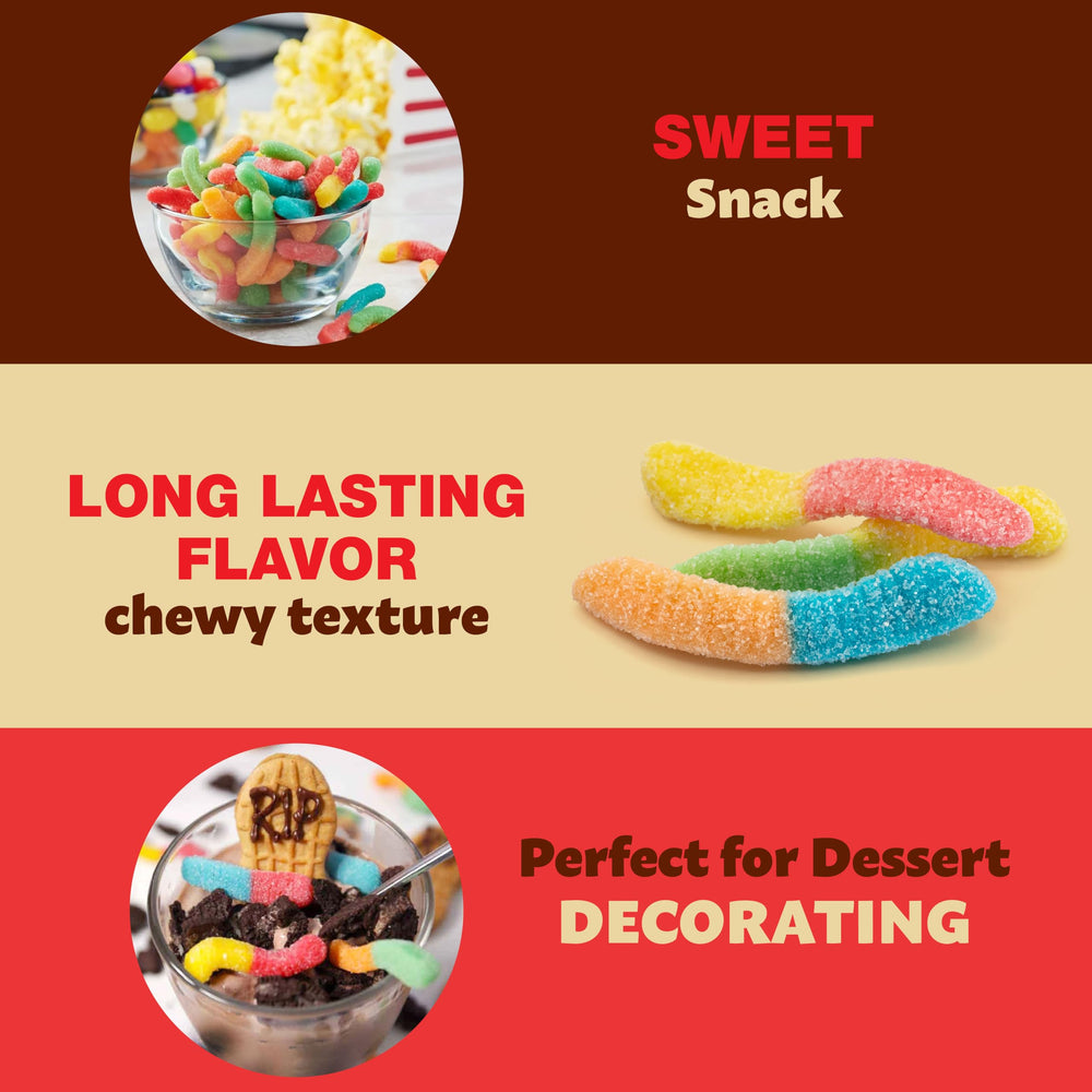 ILIKE! Neon Sour Gummy Worms dessert garnish ideas for fun, eye-catching treats.
