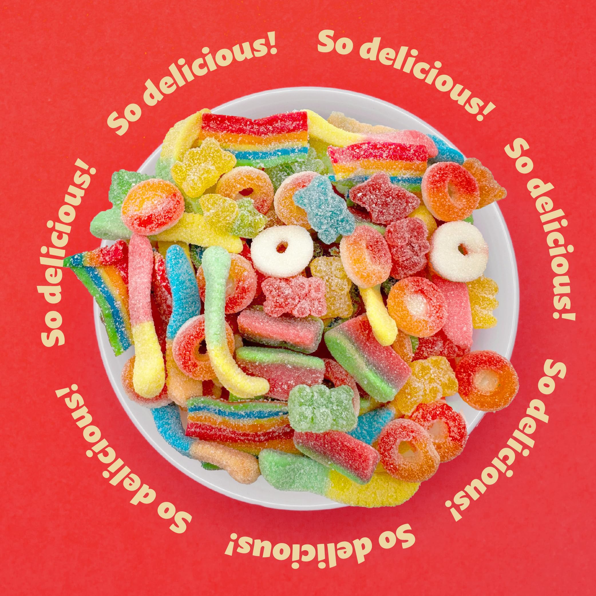 ILIKE! Sour Peach Rings offer juicy sweetness perfect for dessert toppings.