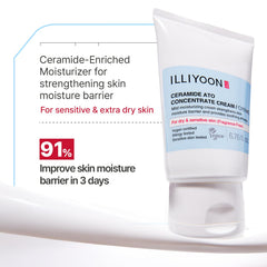 Texture swatch on skin shows smooth, fast-absorbing hydration.