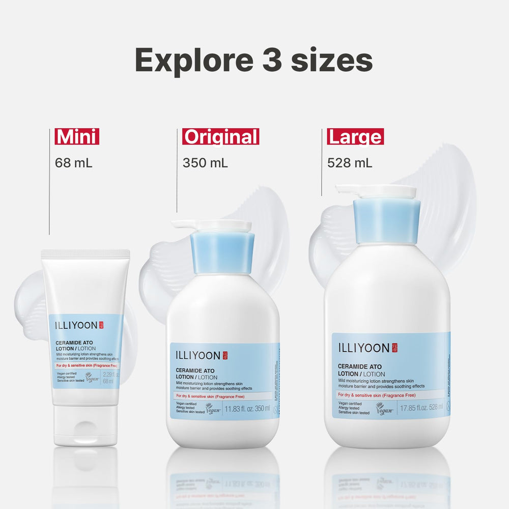 Daily skincare routine featuring Illiyoon Ceramide Ato Lotion for sensitive skin
