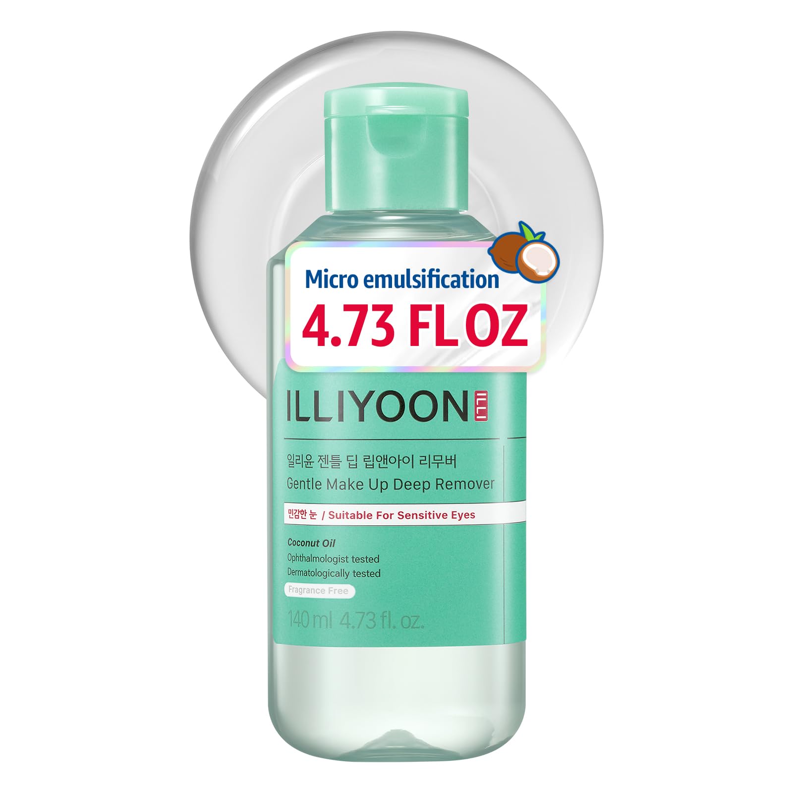 Illiyoon Gentle Deep Eye Makeup Remover bottle cap close-up for precise, mild cleansing