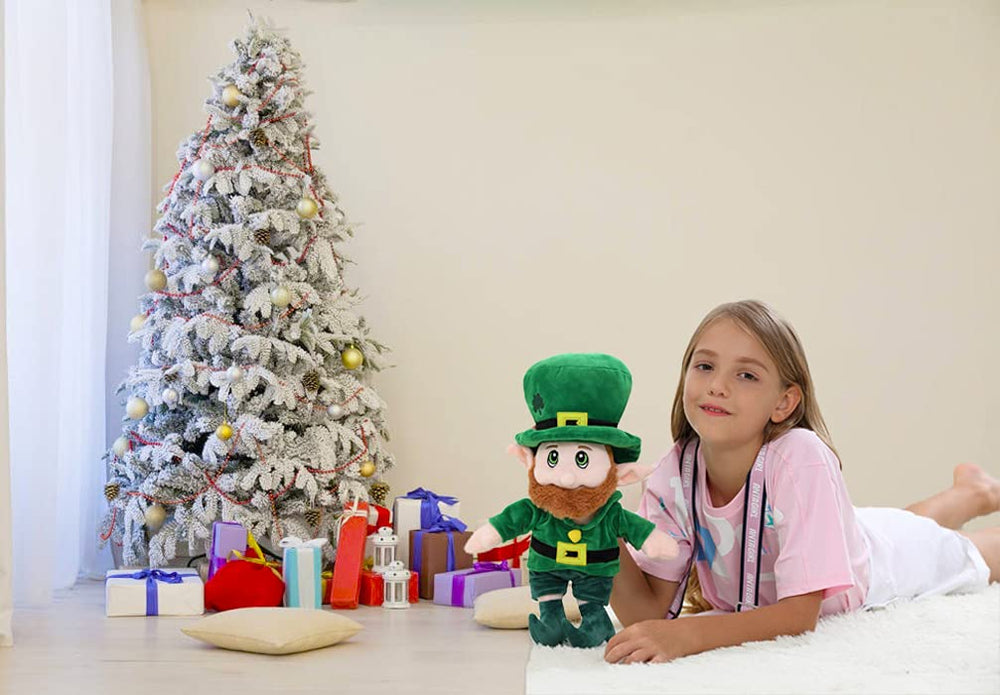 illuOKey Leprechaun plush face close-up captures friendly expression for hugs
