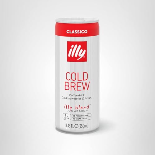 illy Classico cold brew can on ice, ready for refreshing serving anytime.