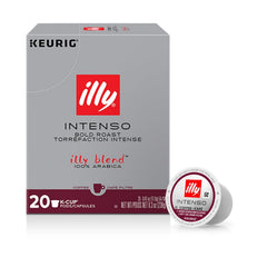 illy coffee k-cup intenso dark roast pod close-up highlighting rich aroma.