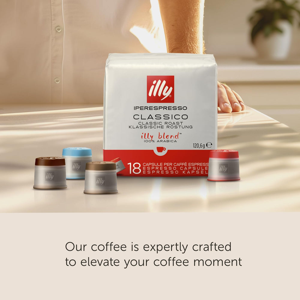 illy iperEspresso Classico capsules on shelf emphasize sustainable sourcing and quality control