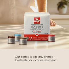 illy iperEspresso Classico capsules on shelf emphasize sustainable sourcing and quality control