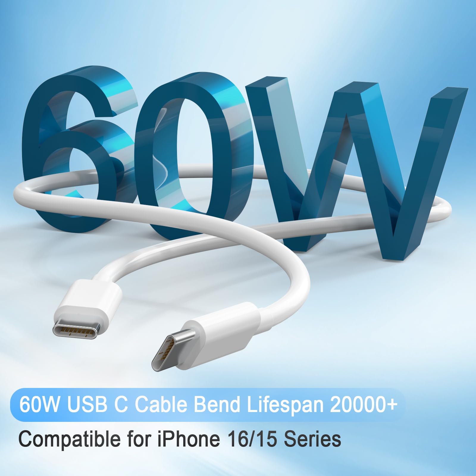 ILOUYU 6ft USB-C cable bend test demonstrates flexible, tangle-resistant reach.