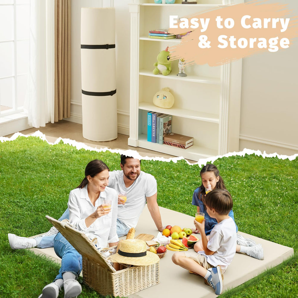 ILPEOD 50x50 beige mat creates a soft area for rolling.