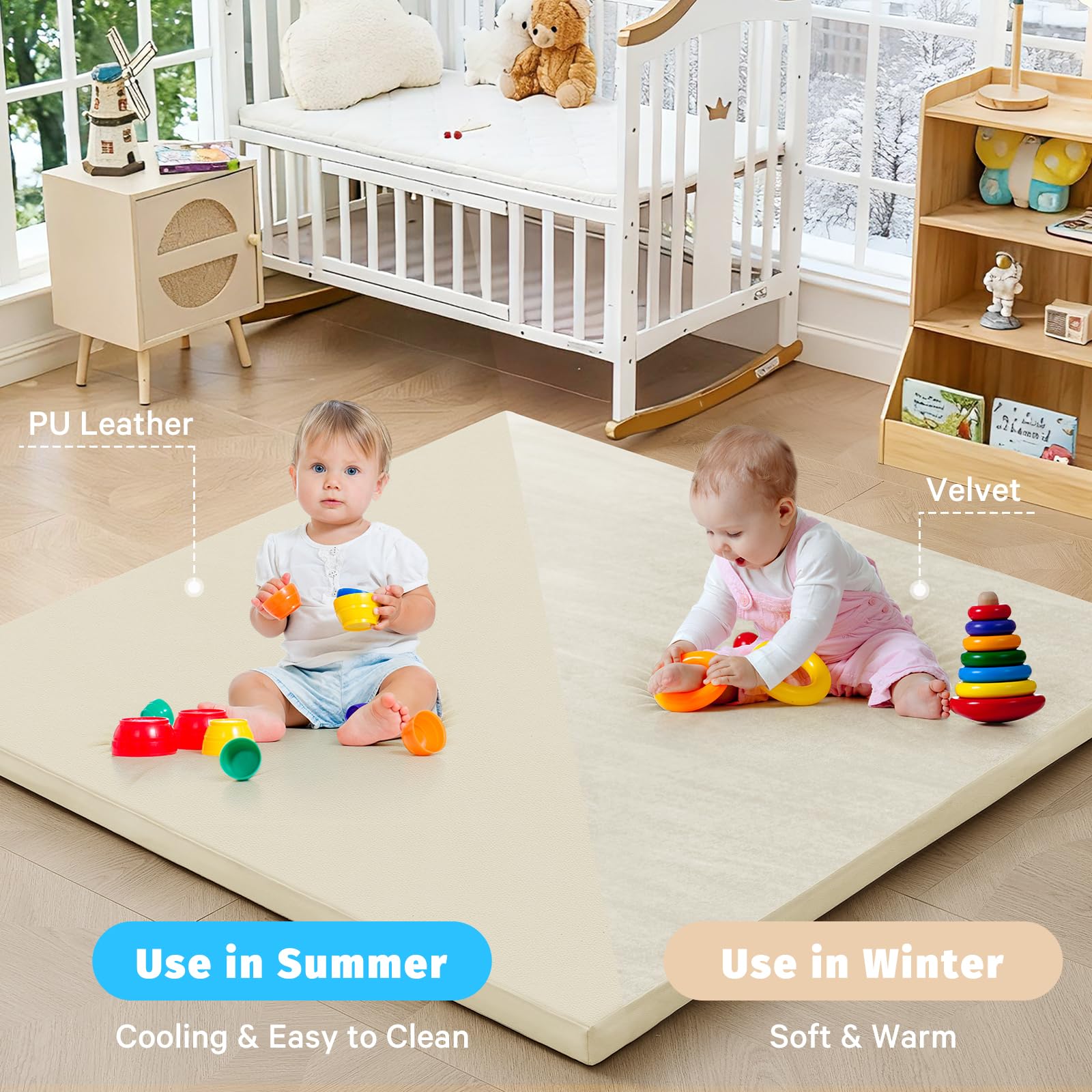 ILPEOD perfect-fit playpen mat blends modern nurseries with safe play.