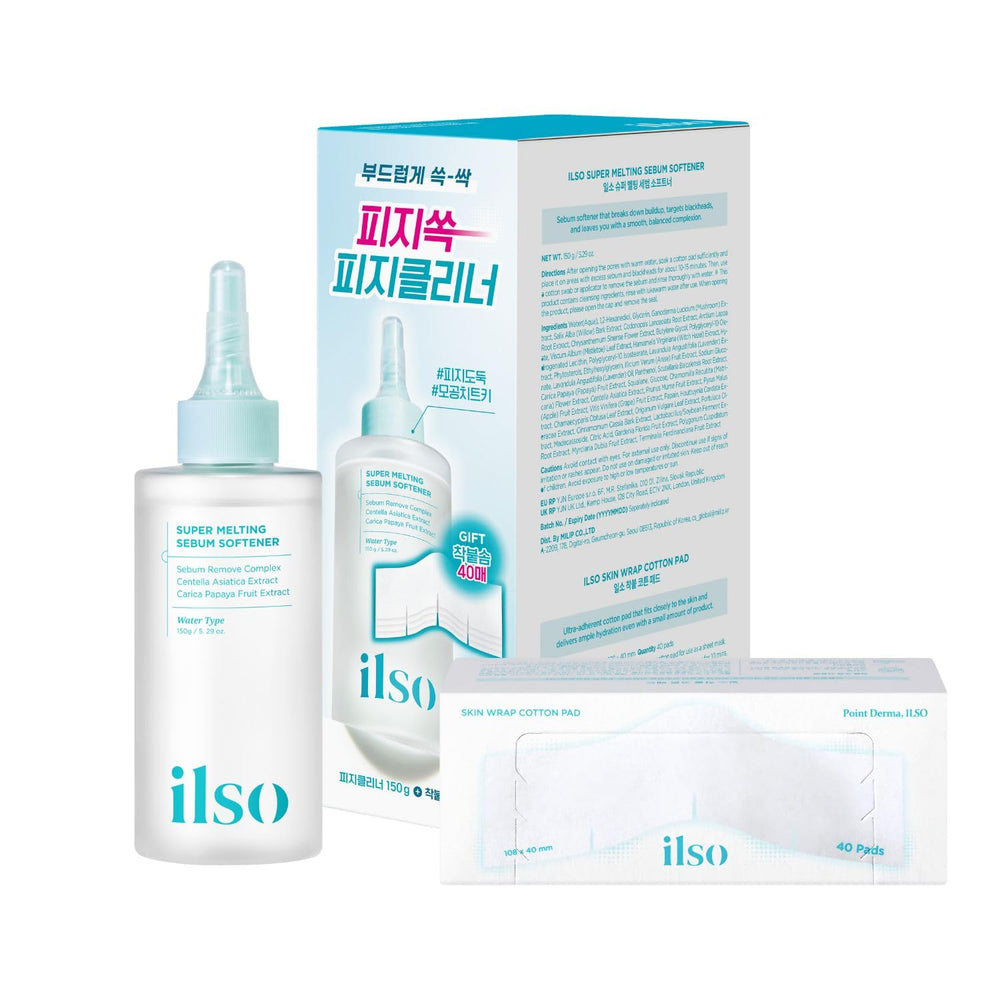 Ilso Super Melting Sebum Softener bottle with pads, showing pore cleansing potential.