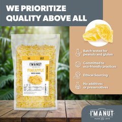 I'm A Nut pineapple chunks product photo with serving plate, perfect for kids' snacks.