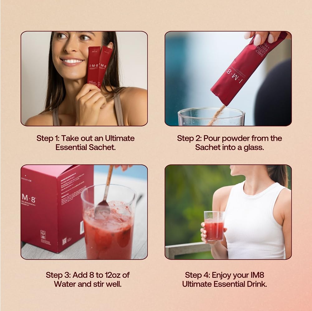 IM8 Daily Ultimate Essentials label close-up showcasing vegan and gluten-free marks