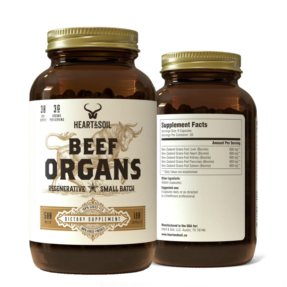 HEART & SOIL – 100% Grass-Fed Beef Organs (Liver, Heart, Kidney, Pancreas & Spleen) | 3000mg Daily Formula | 180 Capsules - Perla Store | The Ultimate A to Z Marketplace for Every Need in Canada