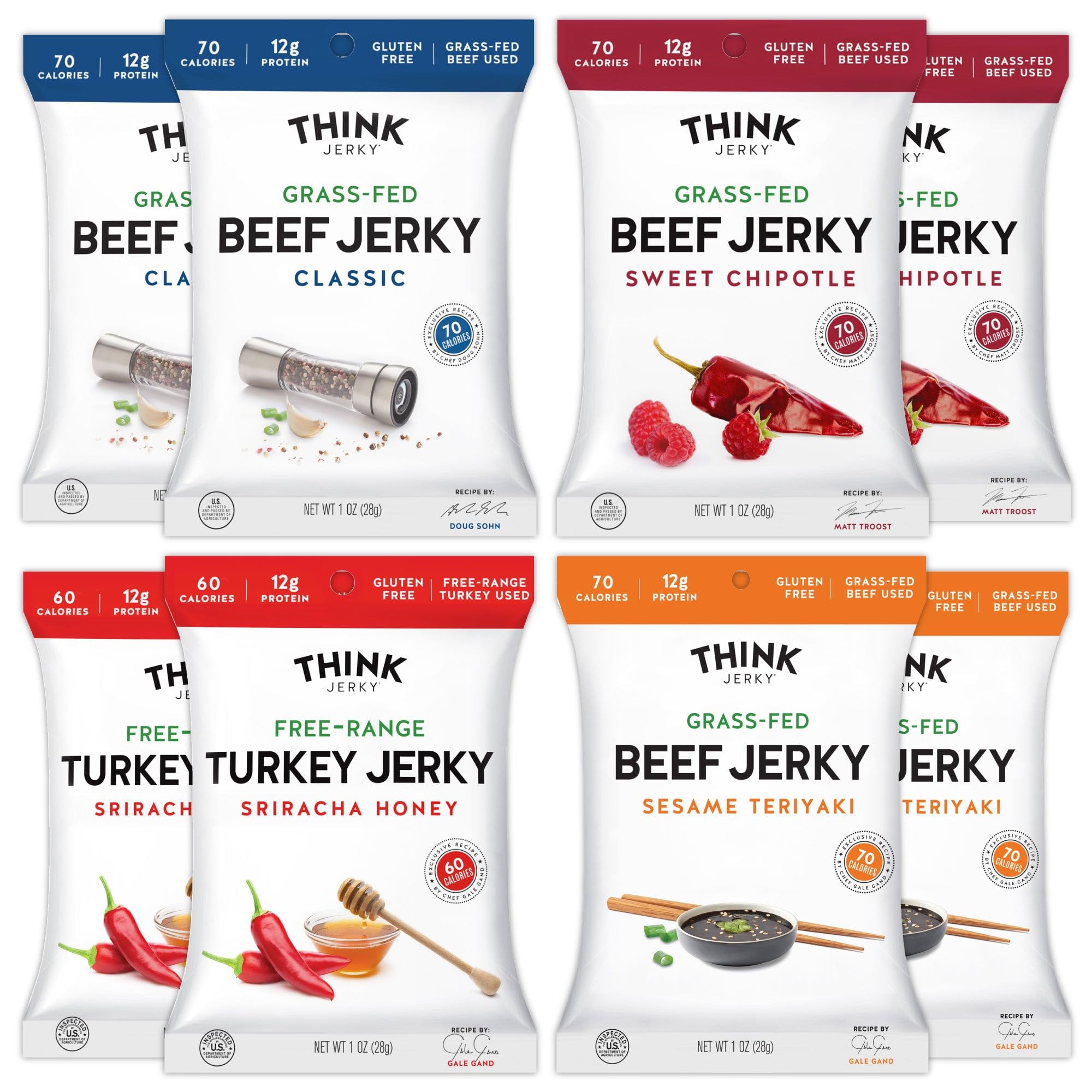 Think Jerky Classic 1oz bag, savory beef and turkey snack for protein on the go