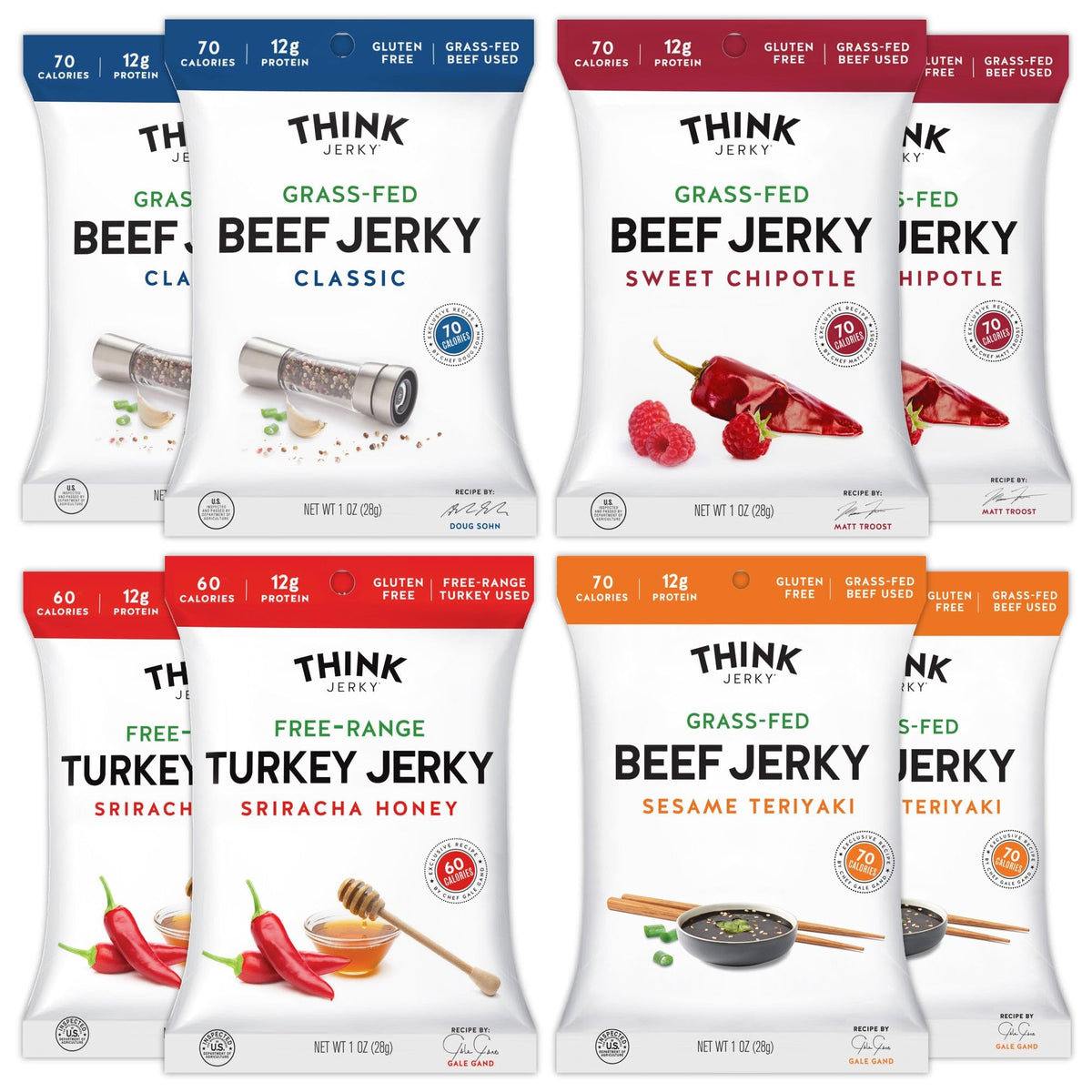 Think Jerky Classic 1oz bag, savory beef and turkey snack for protein on the go
