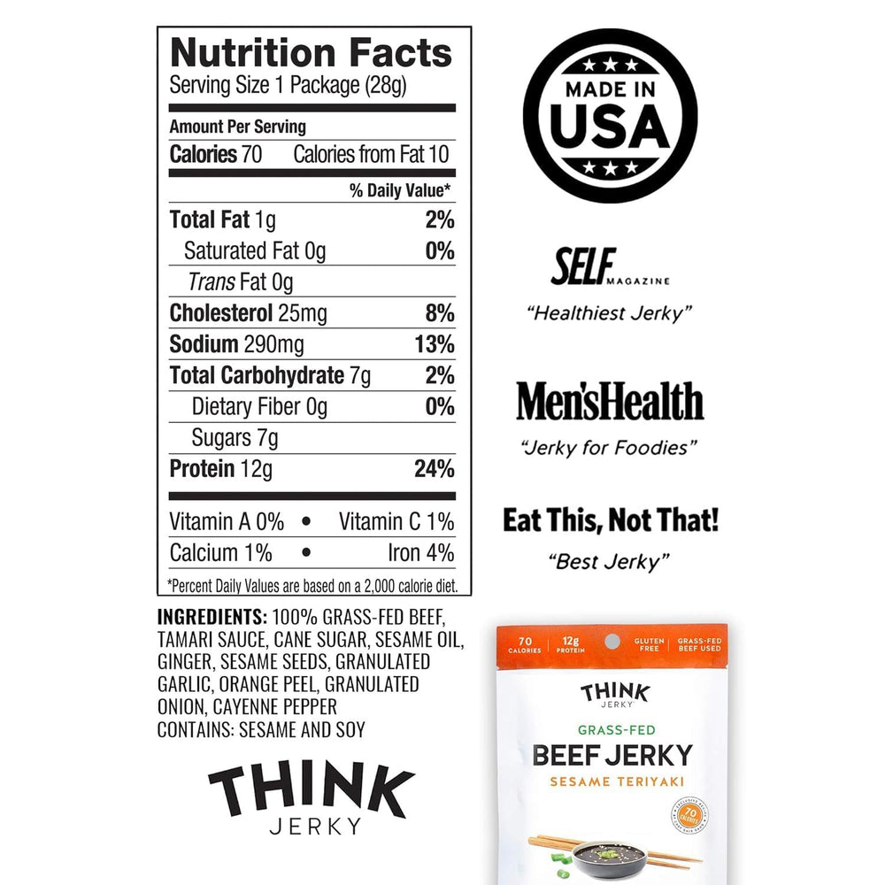 Think Jerky Sweet Chipotle 1oz bag, bold smoky sweetness for active days