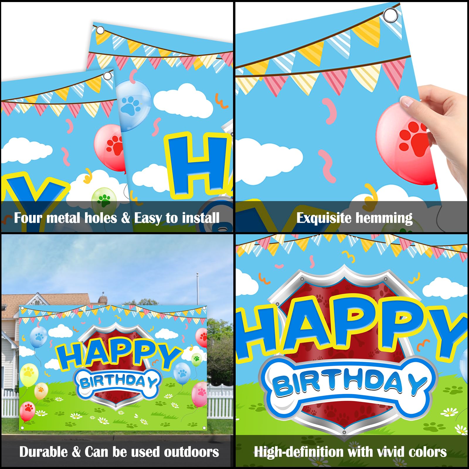 Danilaziya 5x3ft Cartoon Dog Backdrop - Birthday Party Photo Booth & Decor