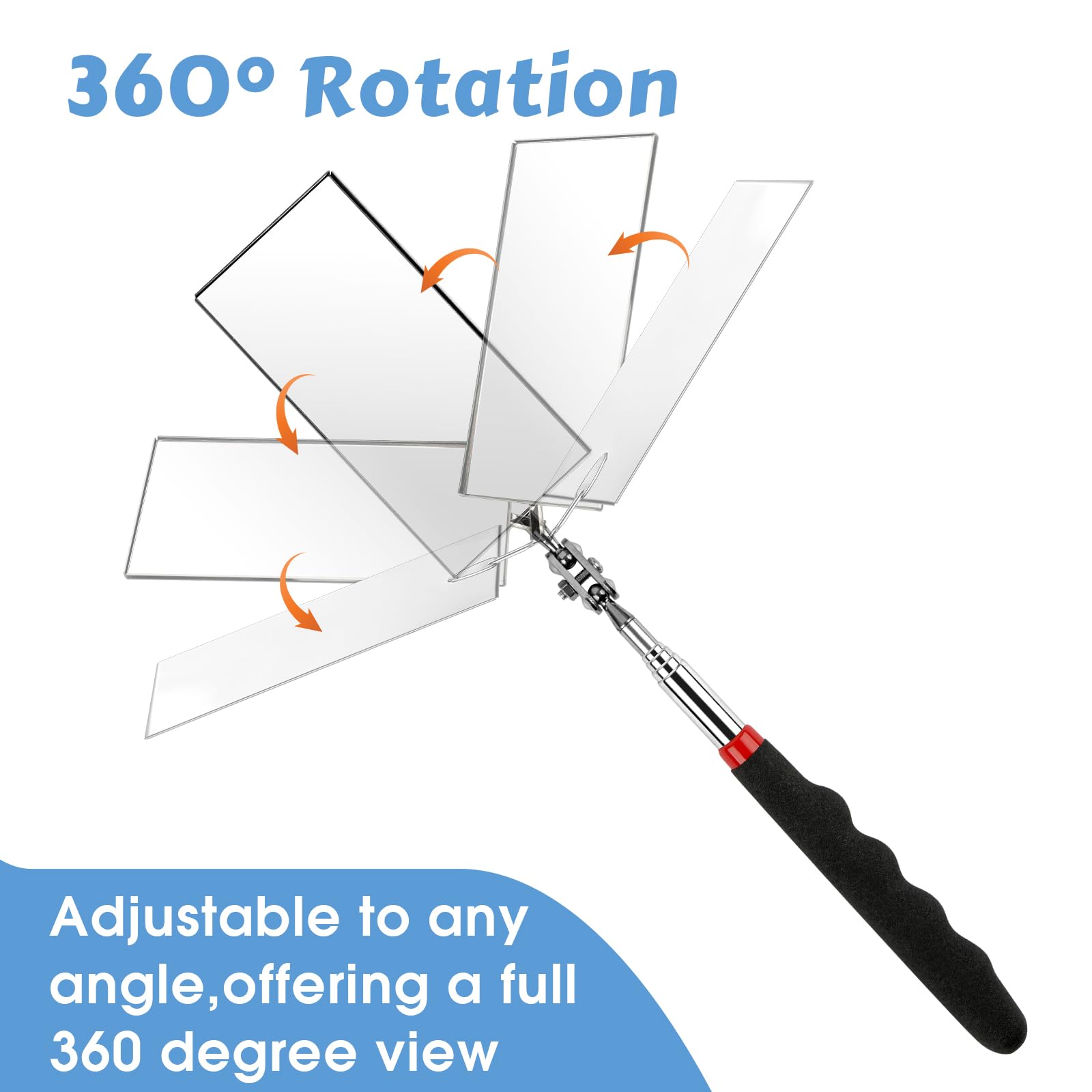 Okxiri 2-Piece Telescoping Inspection Mirror Set – 360° Swivel Round & Rectangular Mirrors for Mechanics & Home Inspections