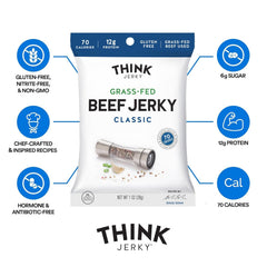 Think Jerky Sesame Teriyaki 1oz bag, umami glaze for flavorful low‑fat snacking