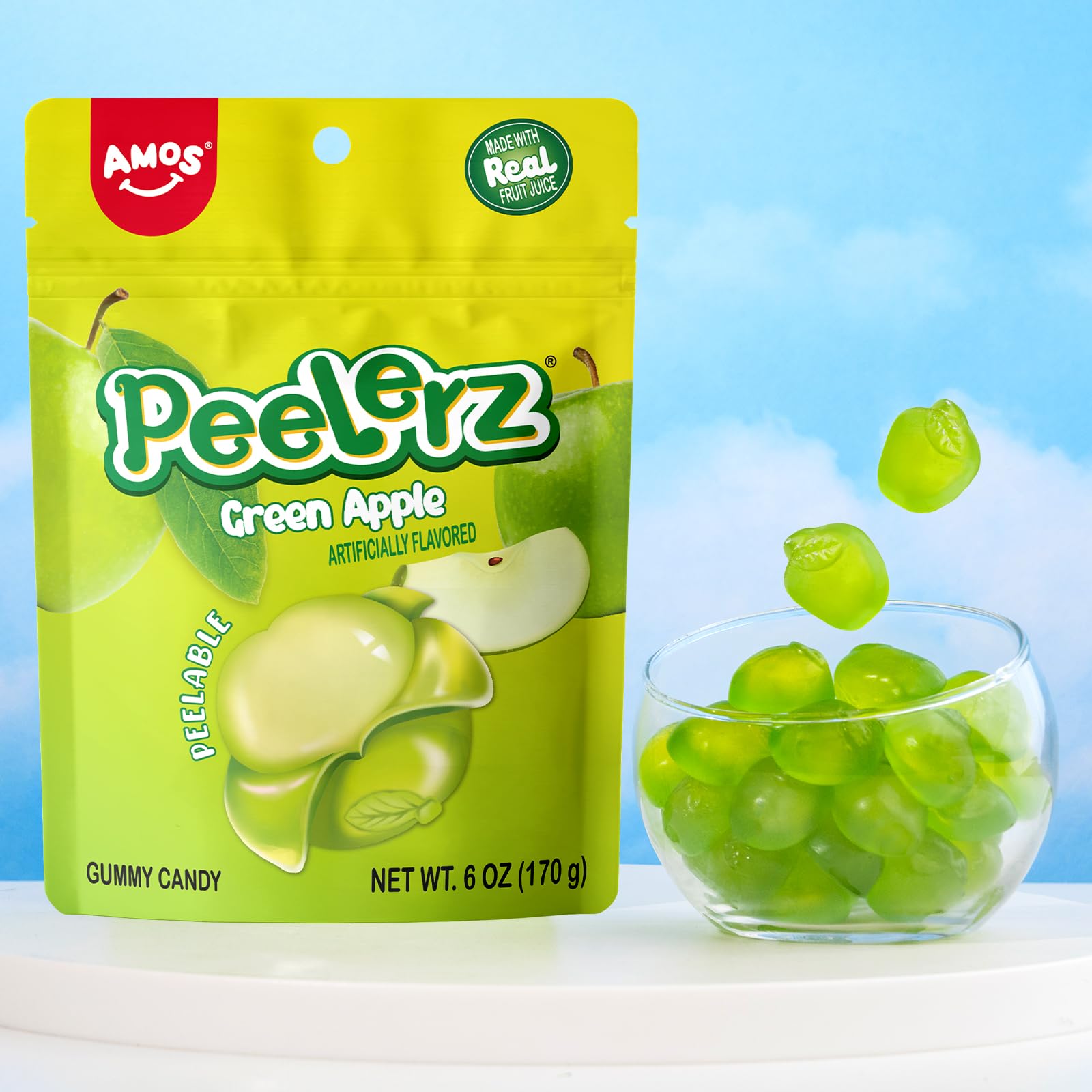 AMOS Peelerz Peelable Gummy Candy Bundle Mango Green Apple Cherry Lemon