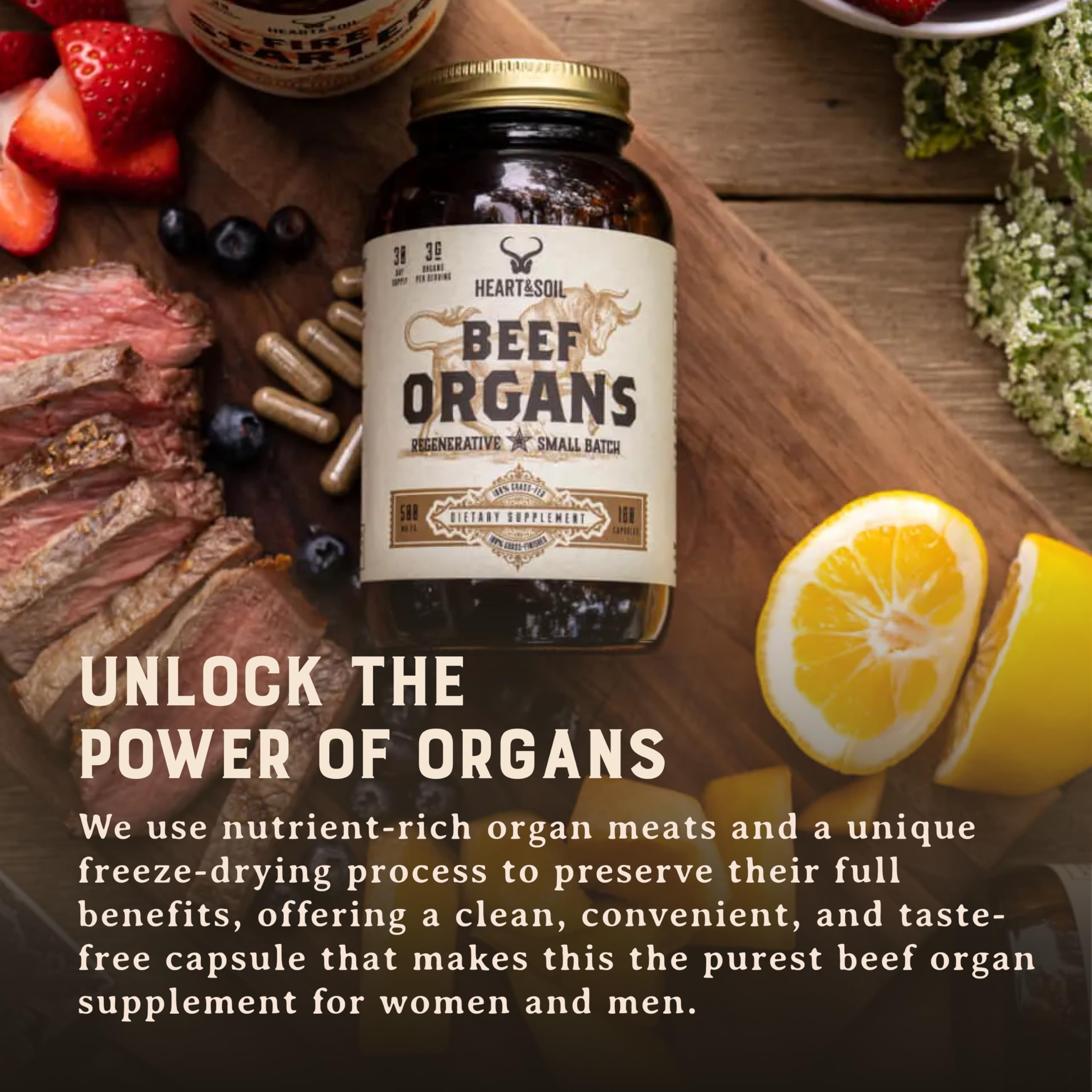 HEART & SOIL – 100% Grass-Fed Beef Organs (Liver, Heart, Kidney, Pancreas & Spleen) | 3000mg Daily Formula | 180 Capsules - Perla Store | The Ultimate A to Z Marketplace for Every Need in Canada