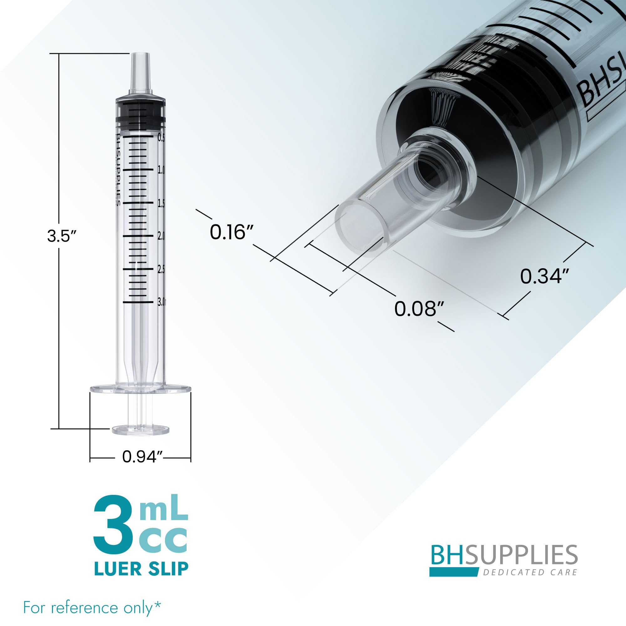 BH SUPPLIES 100 syringes per box for bulk sterile supply.