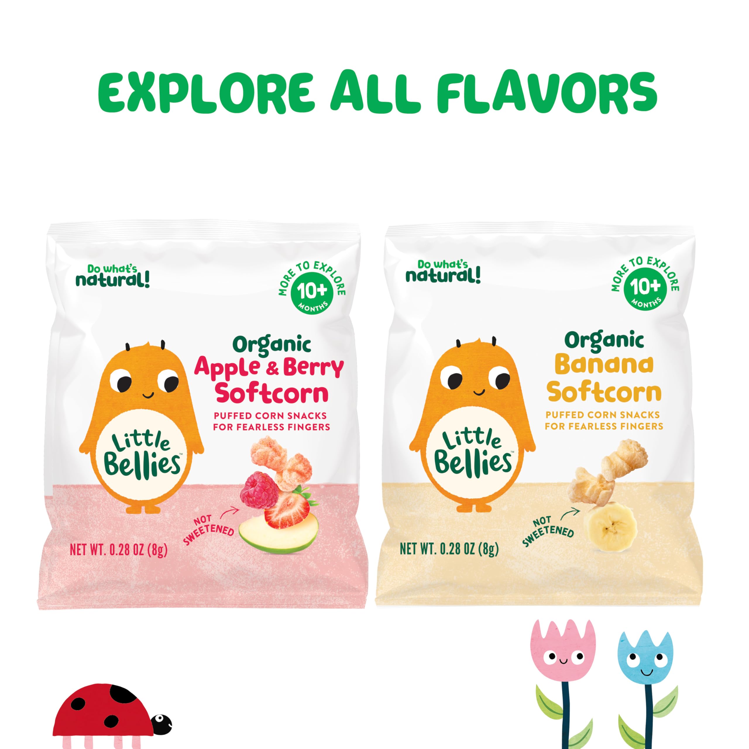 Little Bellies Organic Apple & Berry Softcorn Baby Snack – 18 x 0.28 oz Pouches