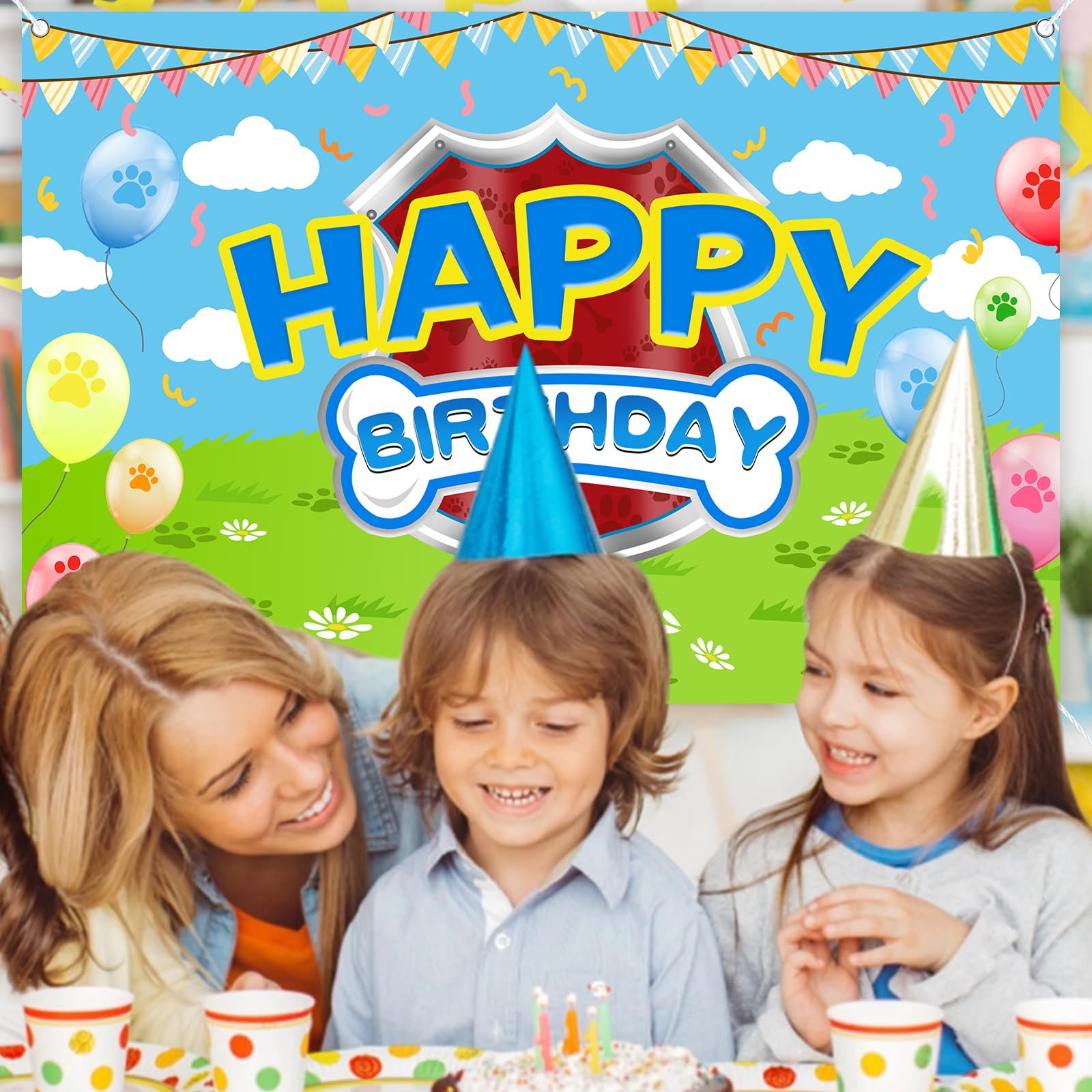 Danilaziya 5x3ft Cartoon Dog Backdrop - Birthday Party Photo Booth & Decor