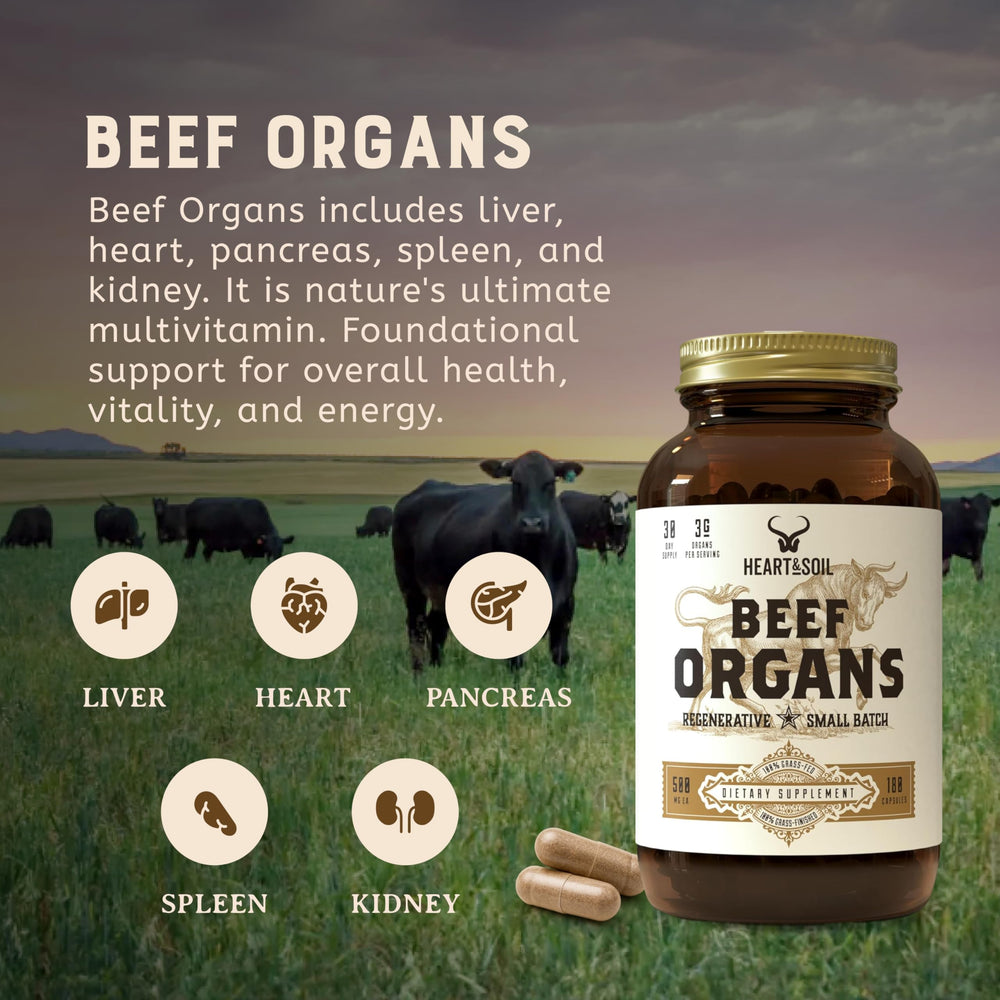 HEART & SOIL – 100% Grass-Fed Beef Organs (Liver, Heart, Kidney, Pancreas & Spleen) | 3000mg Daily Formula | 180 Capsules - Perla Store | The Ultimate A to Z Marketplace for Every Need in Canada