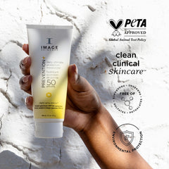 Prevention+ sunscreen swirl demonstrates a lightweight, blendable finish