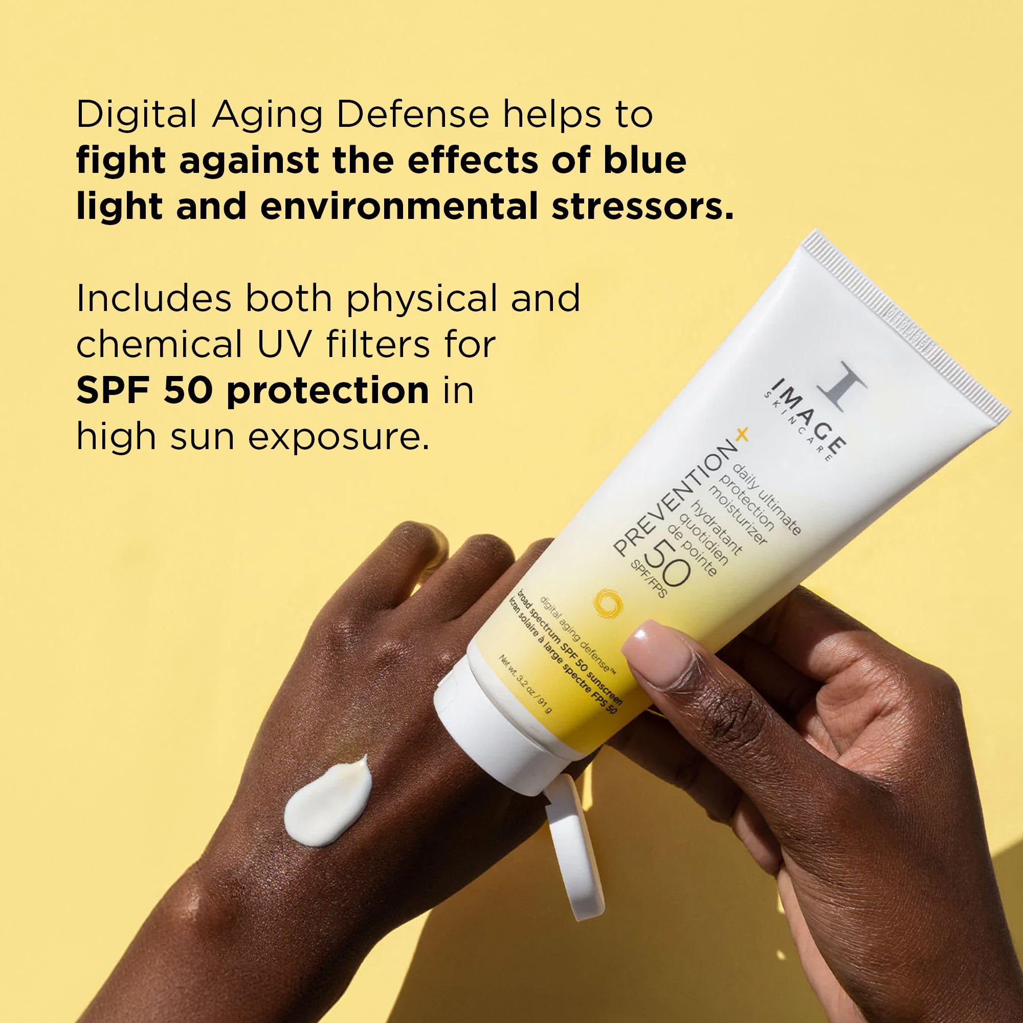 Zinc oxide graphic on Prevention+ packaging signals broad-spectrum protection