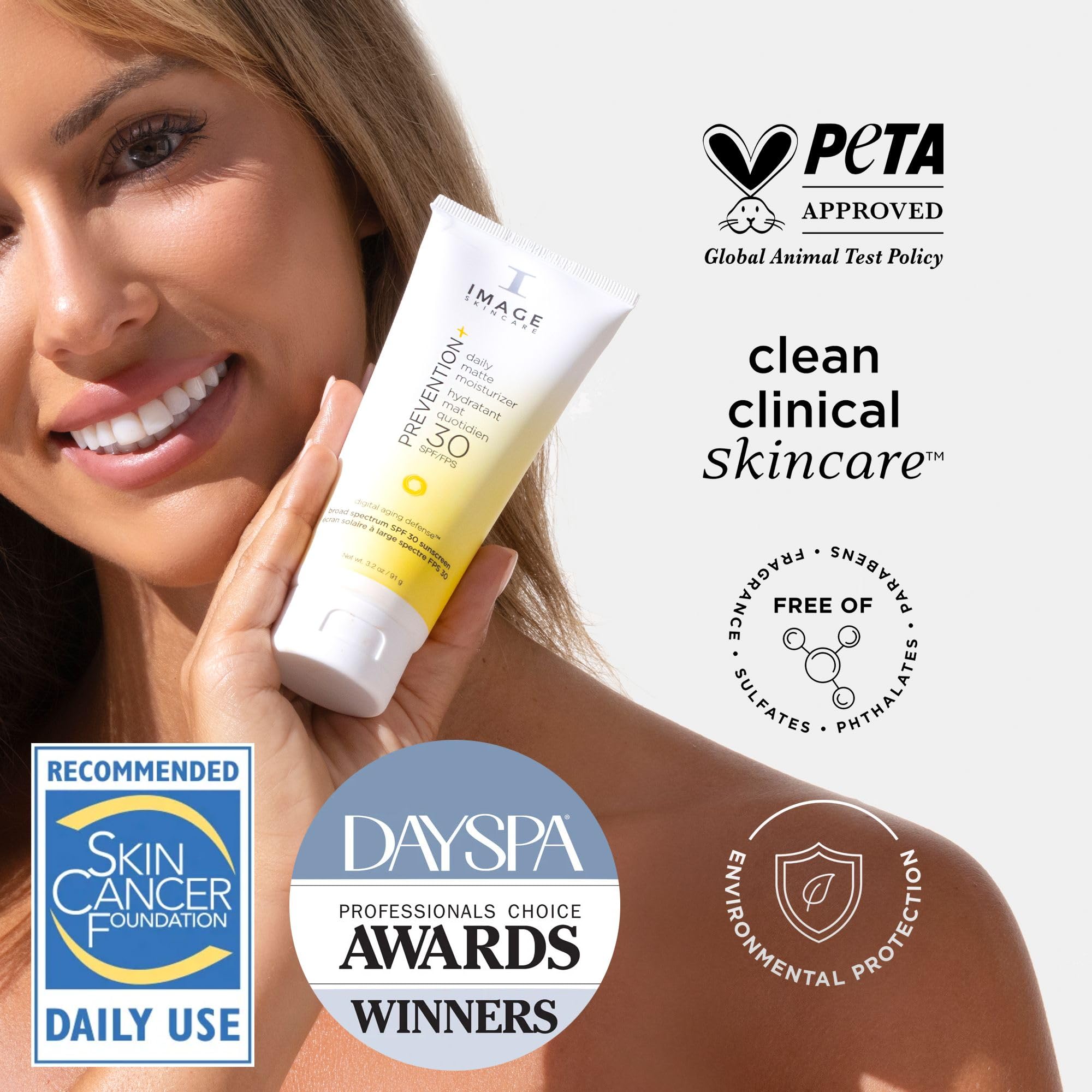 Smoothing matte finish as PREVENTION+ is applied to skin