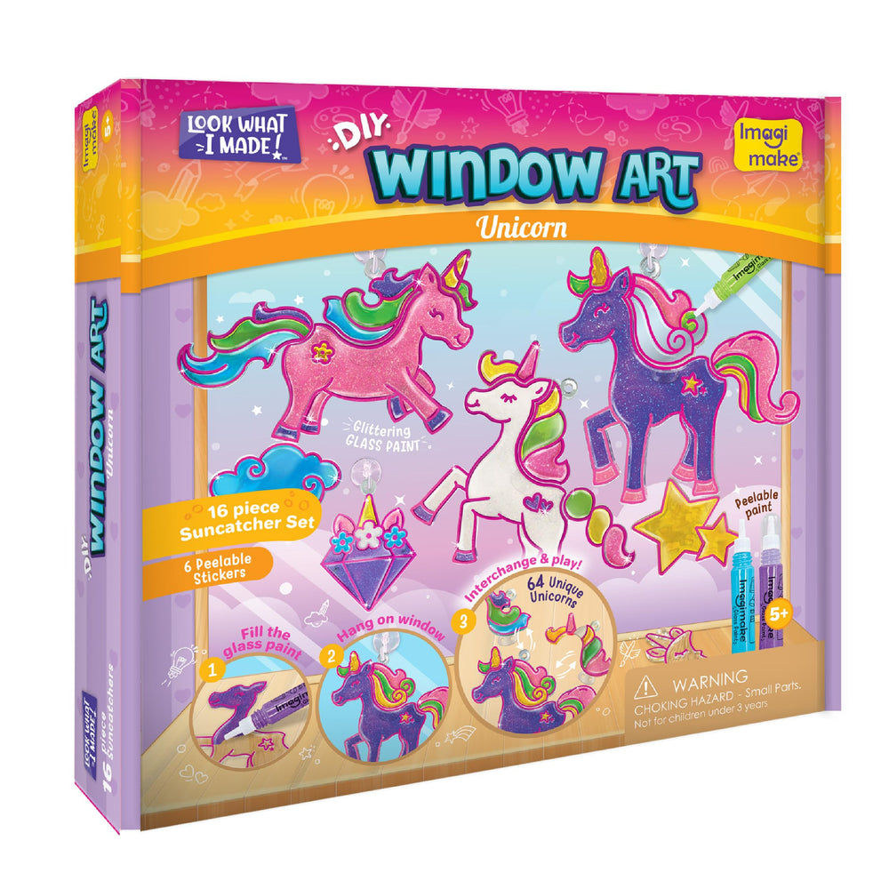 Imagimake Window Art Unicorn acetate sheet simplifies tracing for clean lines.