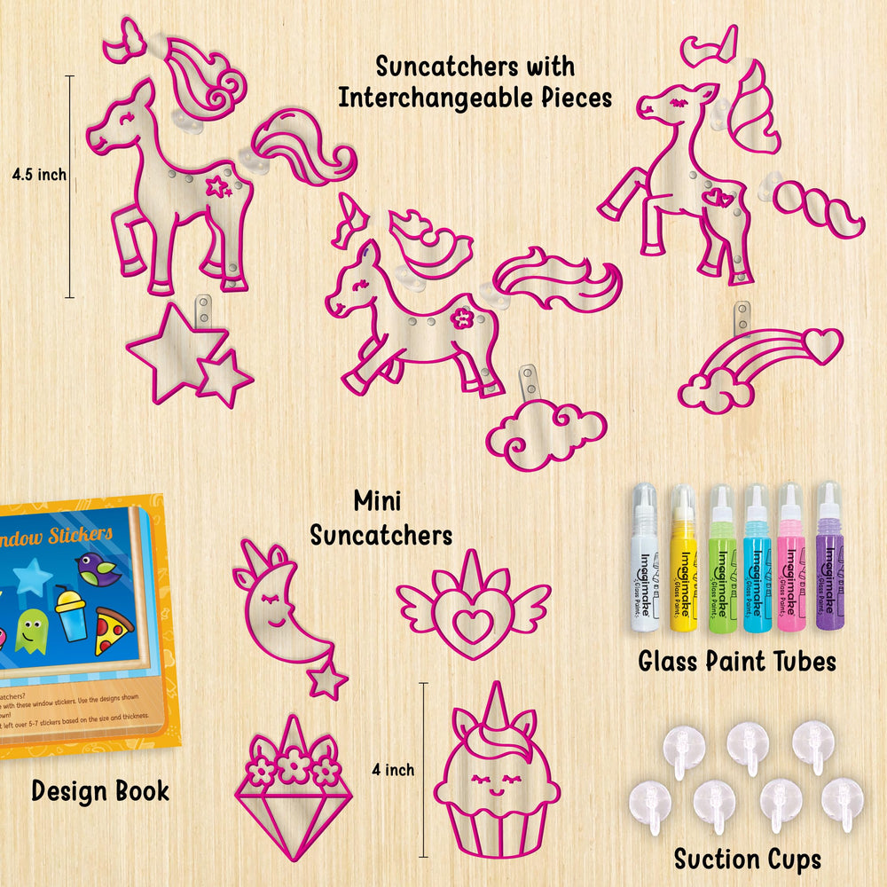 Imagimake Window Art Unicorn paint tubes offer vibrant color for precise, streak-free glass painting.