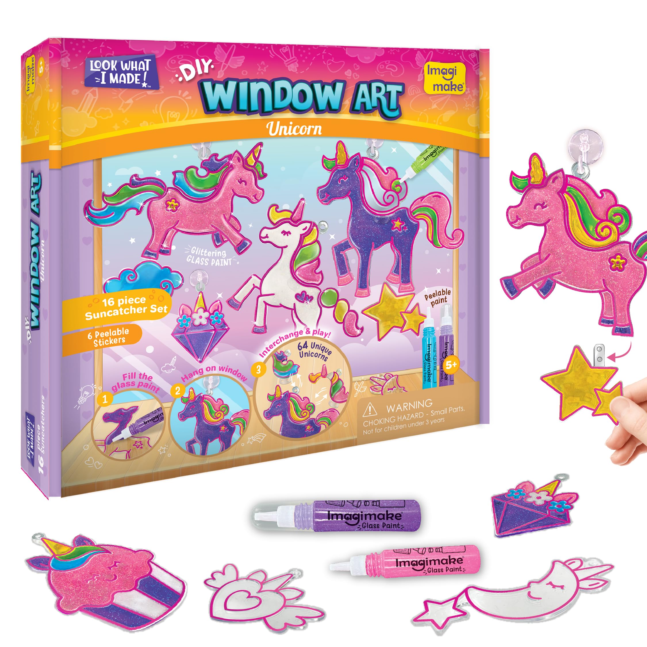 Imagimake Window Art Unicorn suncatcher ready to brighten your window with colorful light.
