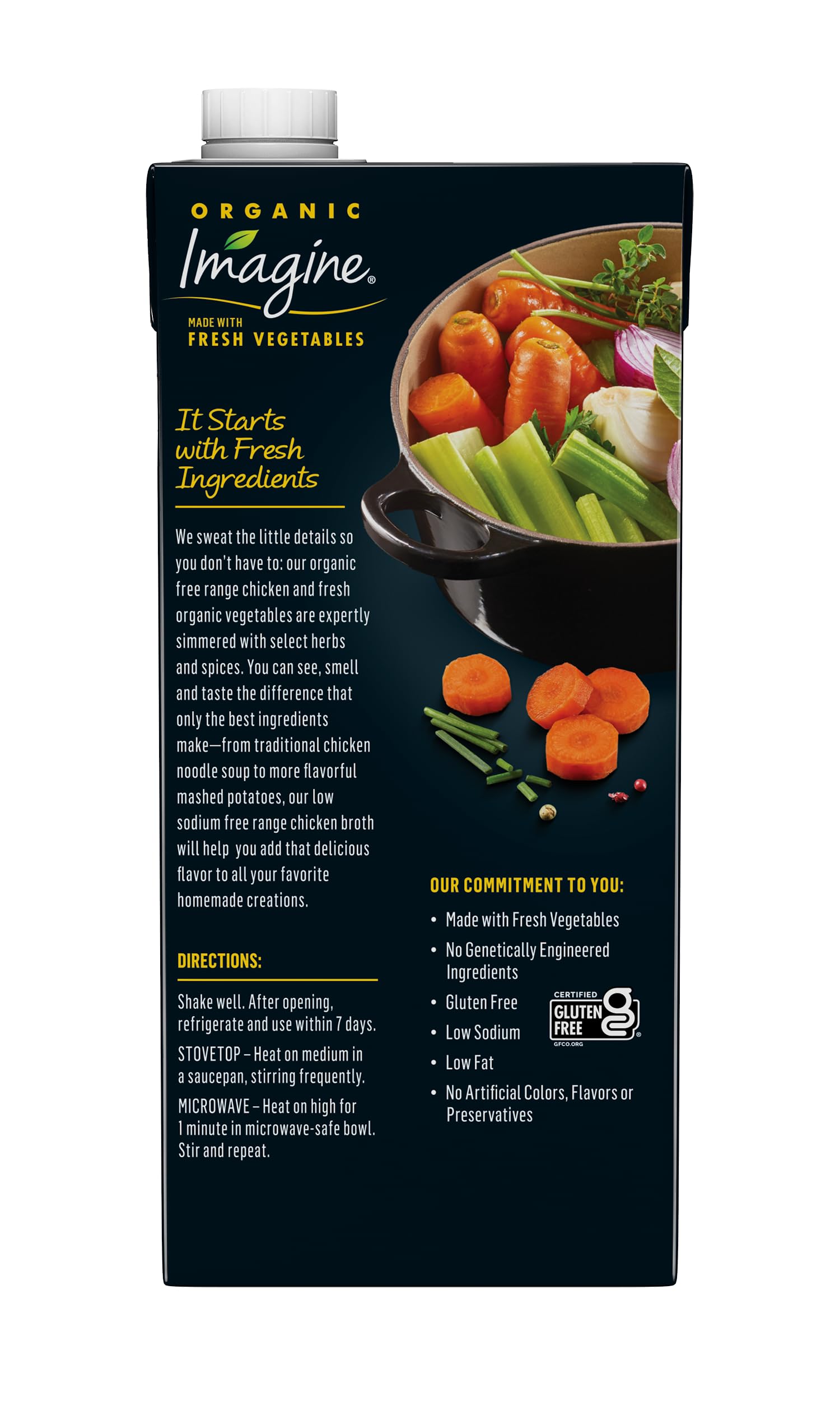Imagine six-pack of 32 oz cartons ready for soups and mashed potatoes