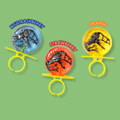 Imaginings 3 strawberry lollipop ring with Jurassic World design, great for classroom exchanges