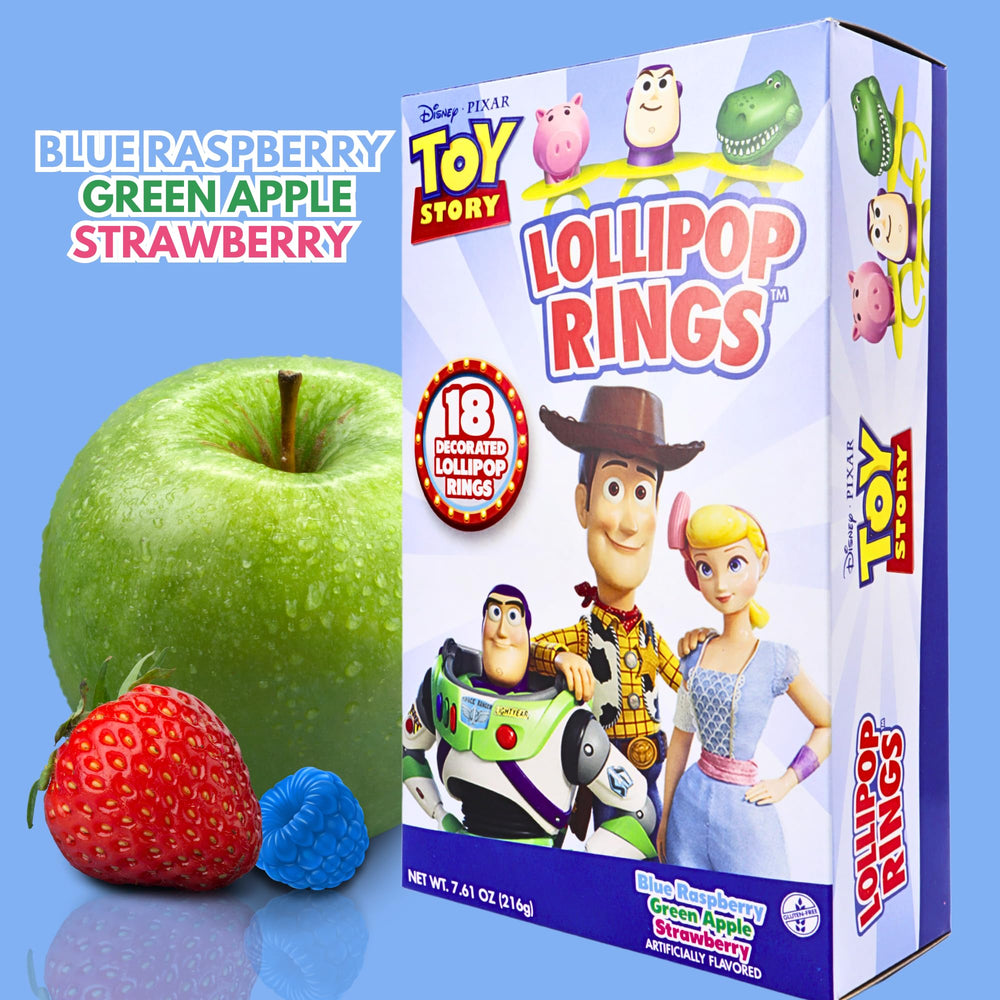 Imaginings 3 assorted flavors lollipop rings offer blue raspberry, green apple, strawberry options
