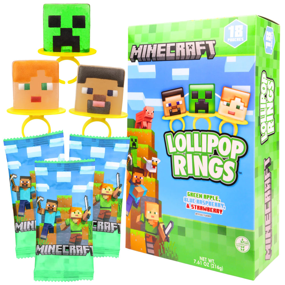 Imaginings 3 Minecraft lollipop ring individually wrapped for freshness.
