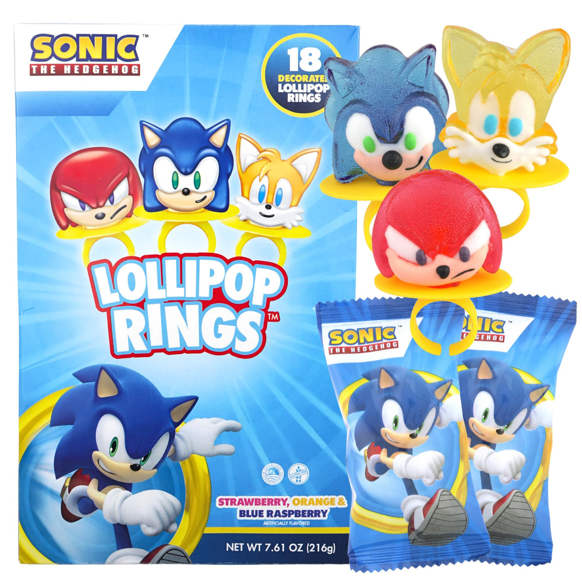 Imaginings 3 Sonic lollipop ring featuring Sonic face for playful snacking at parties.