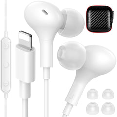 iMangoo lightning wired headphones with compact design for stable iPhone connection during travel