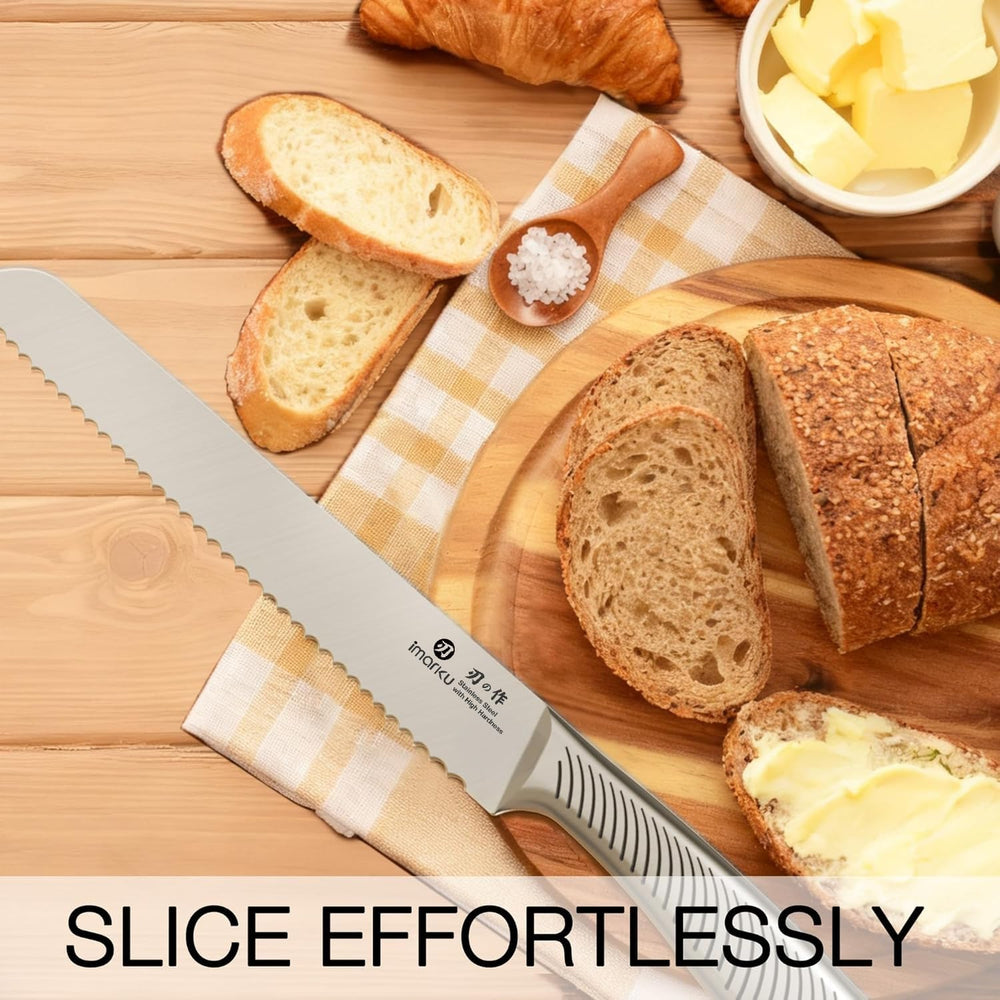 Imarku bread knife corrosion-resistant handle withstands humid kitchens for lasting comfort.