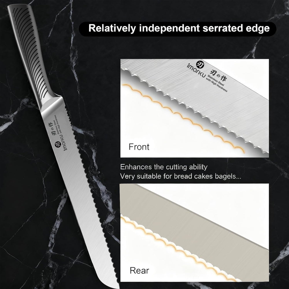 Imarku bread knife portable and compact for storage and travel.