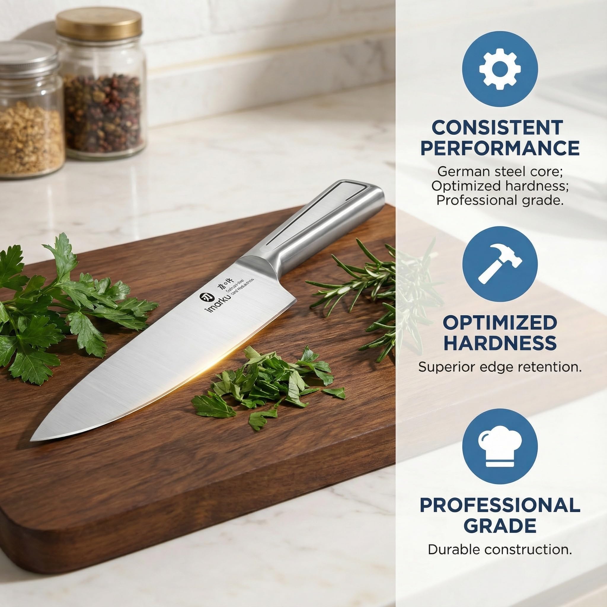 imarku santoku 7-inch knife designed for versatile, precise chopping