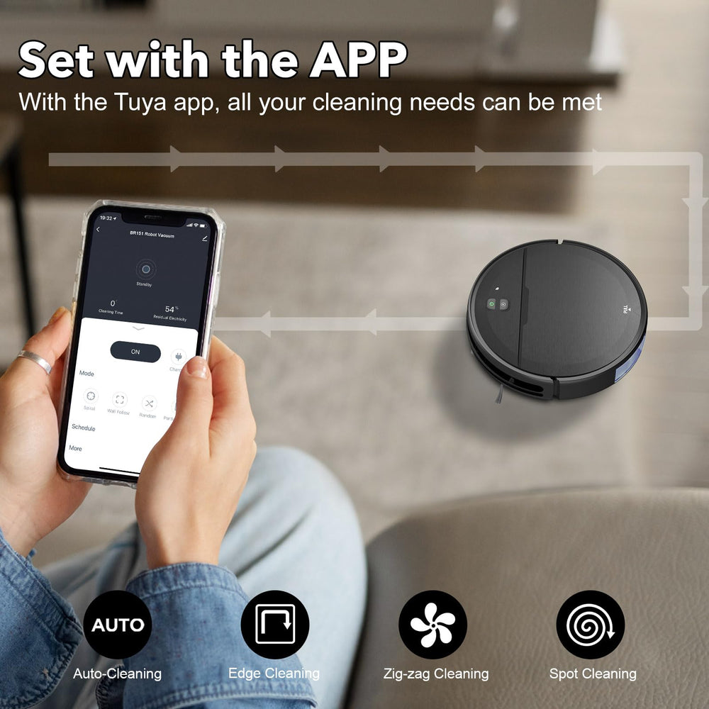 iMartine robot vacuum removing pet hair with tangle-free design