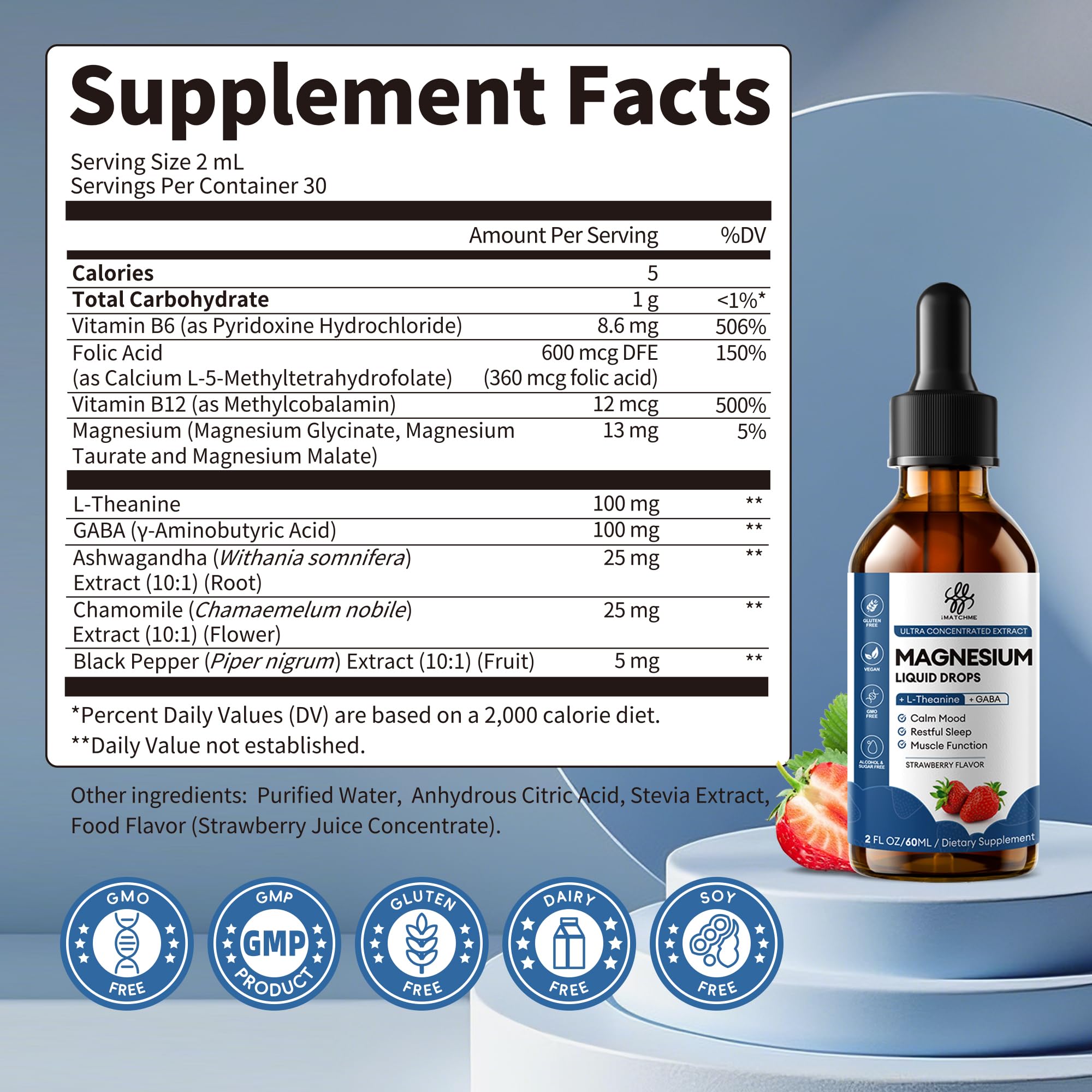 iMATCHME 2 oz bottle supports convenient daily-use supplementation.
