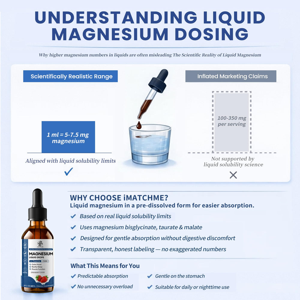 iMATCHME drops poured into a glass for easy sleep support.