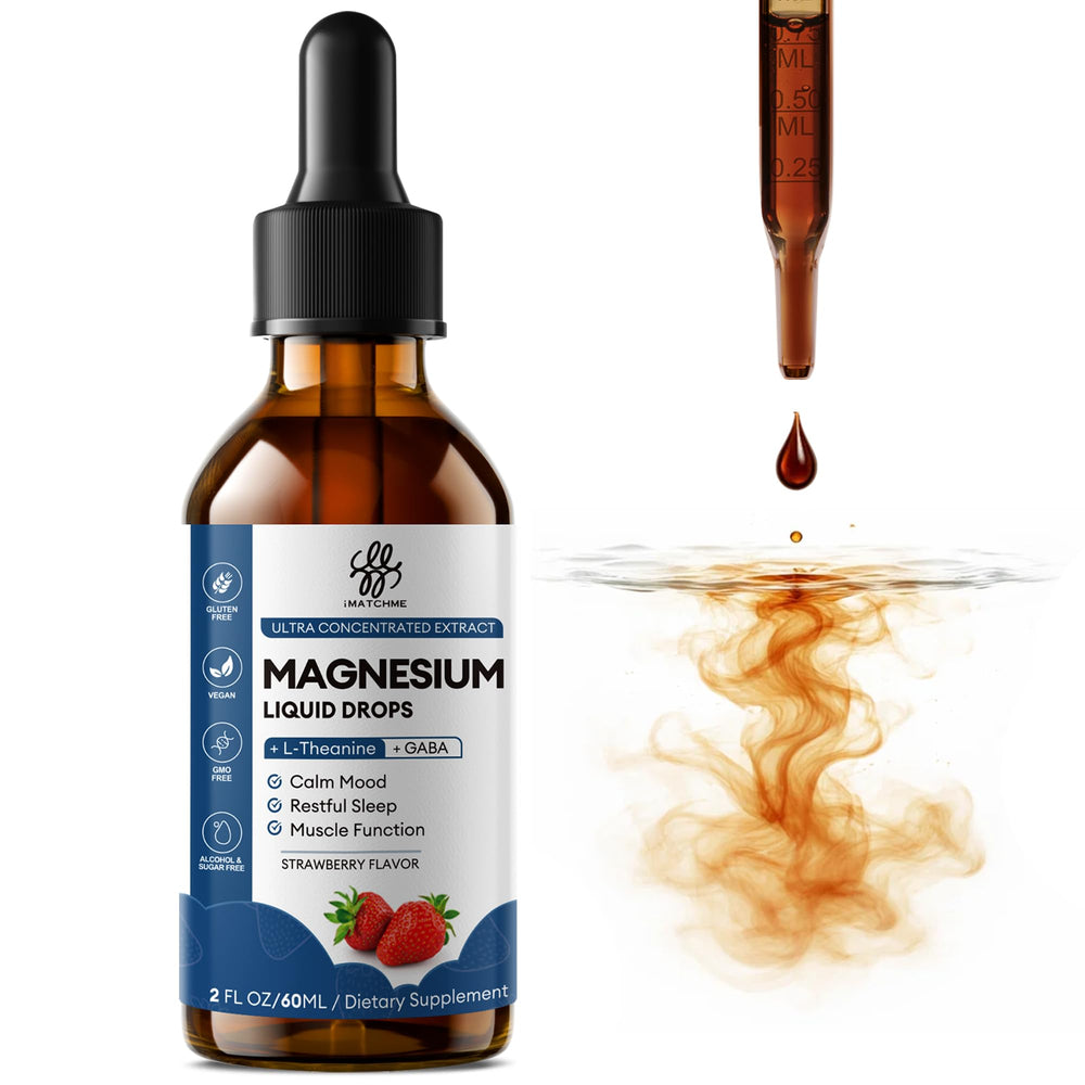 iMATCHME Liquid Magnesium Drops bottle for a calming night routine.