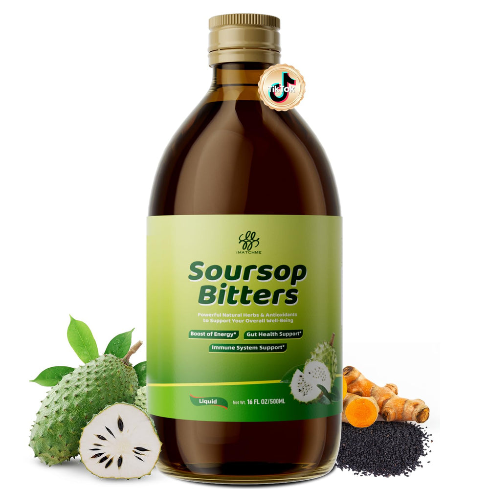 iMATCHME Soursop Bitters Liquid bottle front with herbal blend for daily wellness.